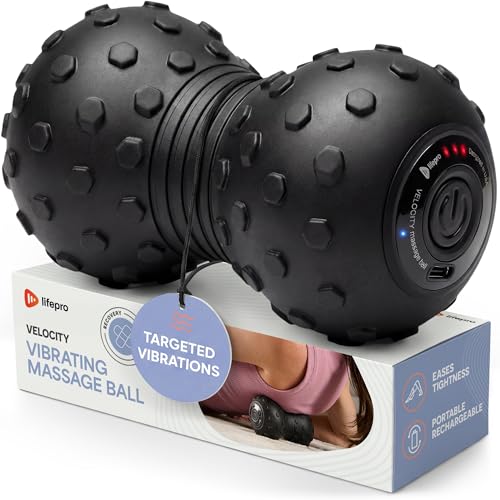LifePro 4-Speed Vibrating Massage Ball - Peanut Massager Combines a Lacrosse Ball with Vibrating Foam Roller | Vibration Roller for Recovery, Mobility & Deep Tissue Trigger Point T